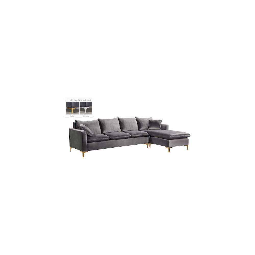 Naomi Grey Velvet 2pc. Reversible Sectional