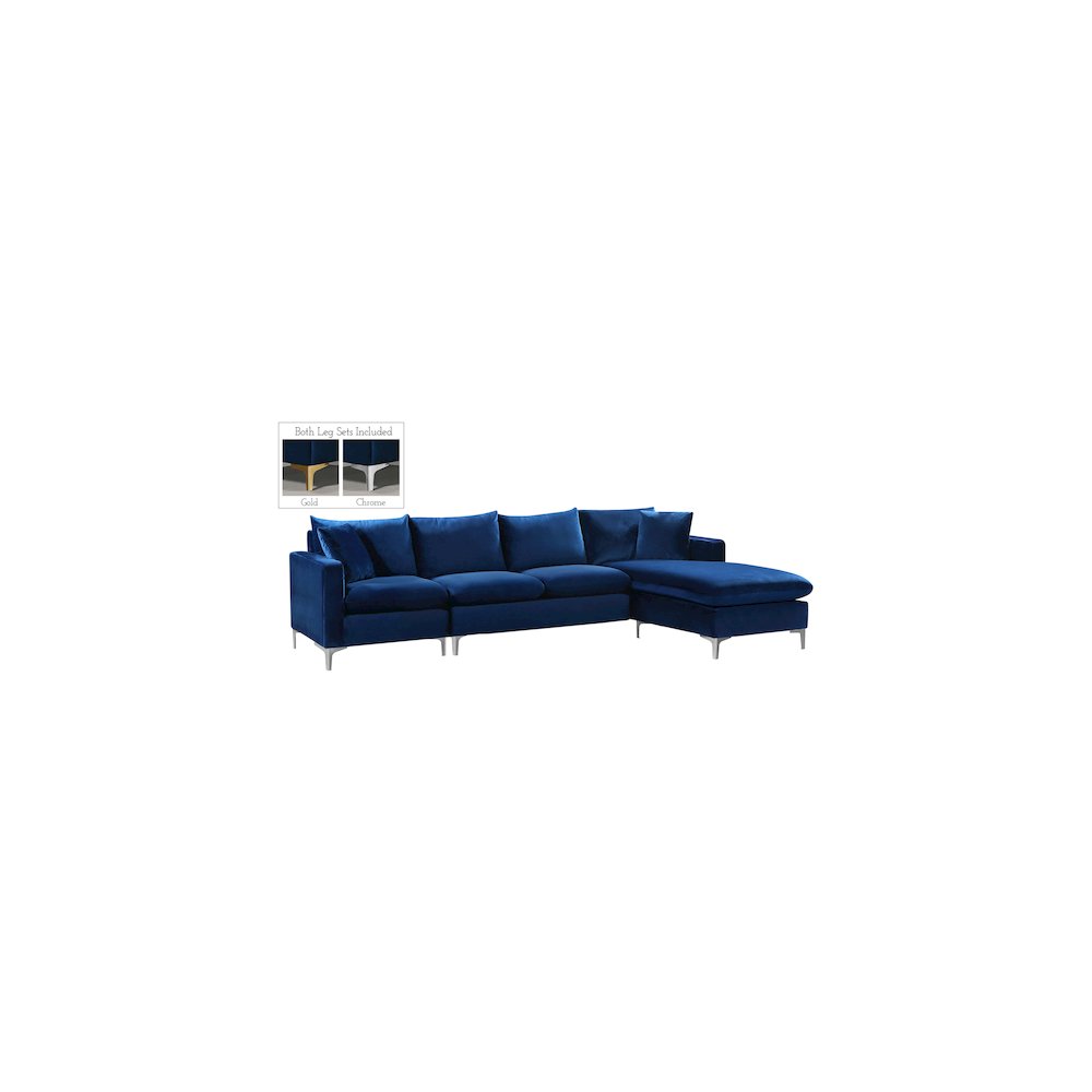Naomi Navy Velvet 2pc. Reversible Sectional