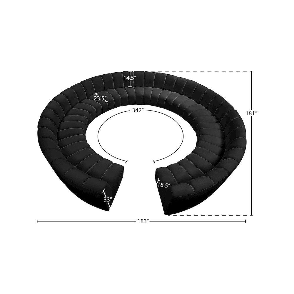 Infinity Black Velvet 12pc. Modular Sectional