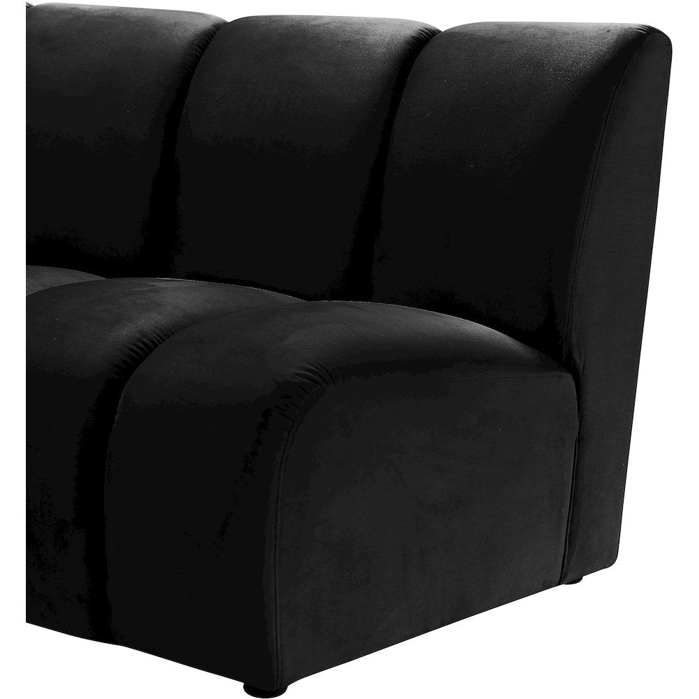 Infinity Black Velvet 3pc. Modular Sectional