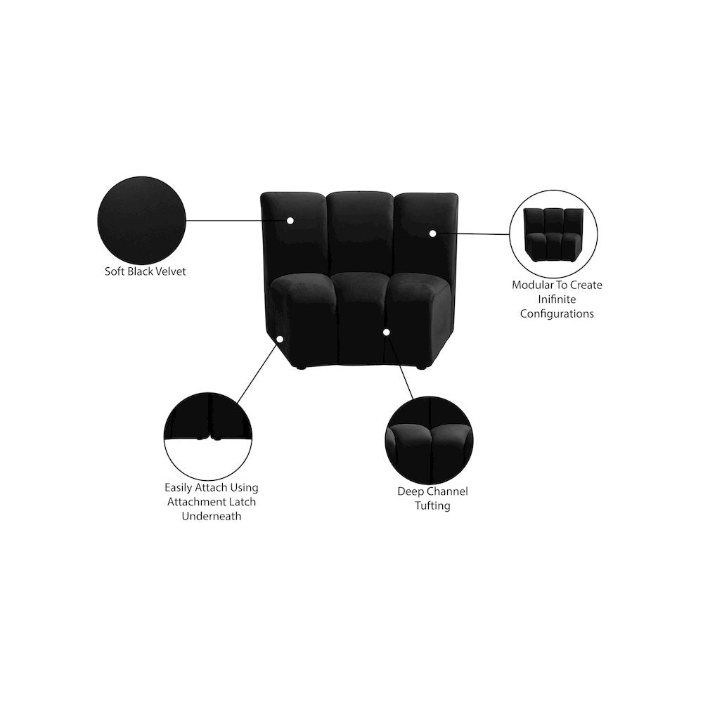 Infinity Black Velvet Modular Chair