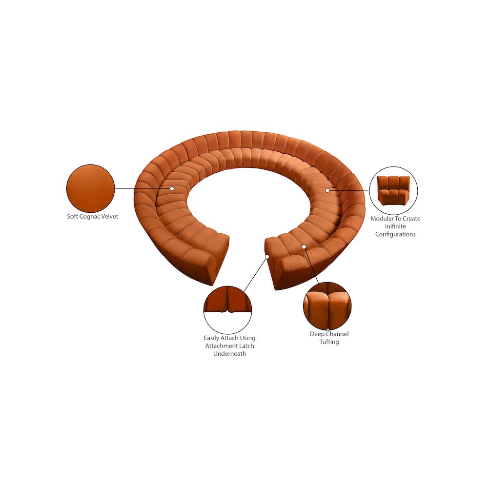 Infinity Cognac Velvet 12pc. Modular Sectional