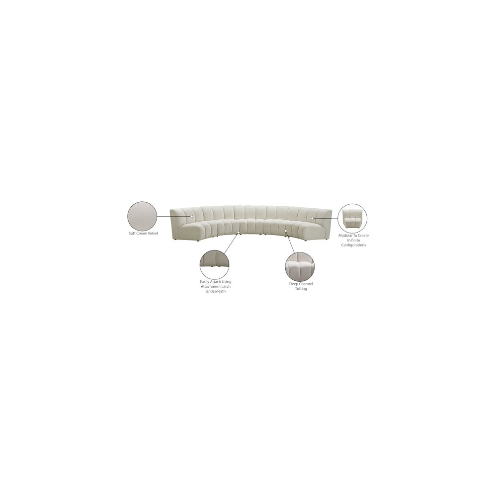 Infinity Cream Velvet 5pc. Modular Sectional