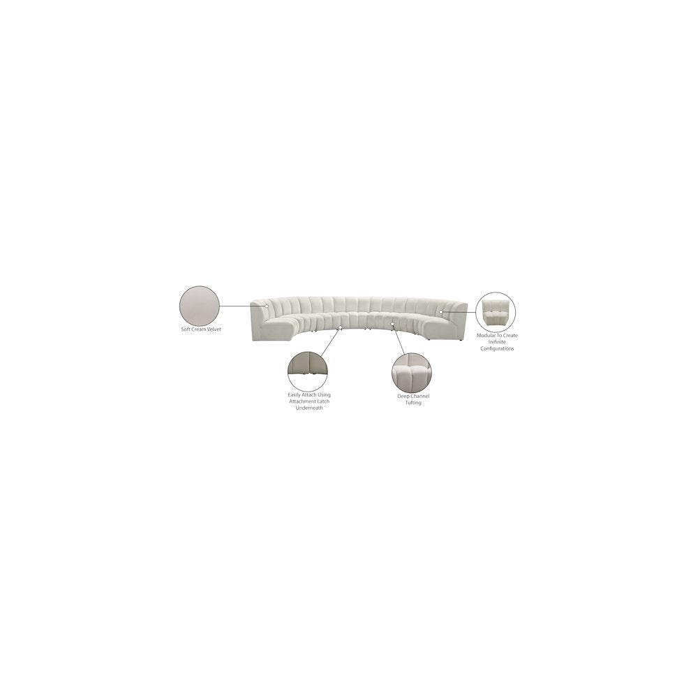 Infinity Cream Velvet 7pc. Modular Sectional