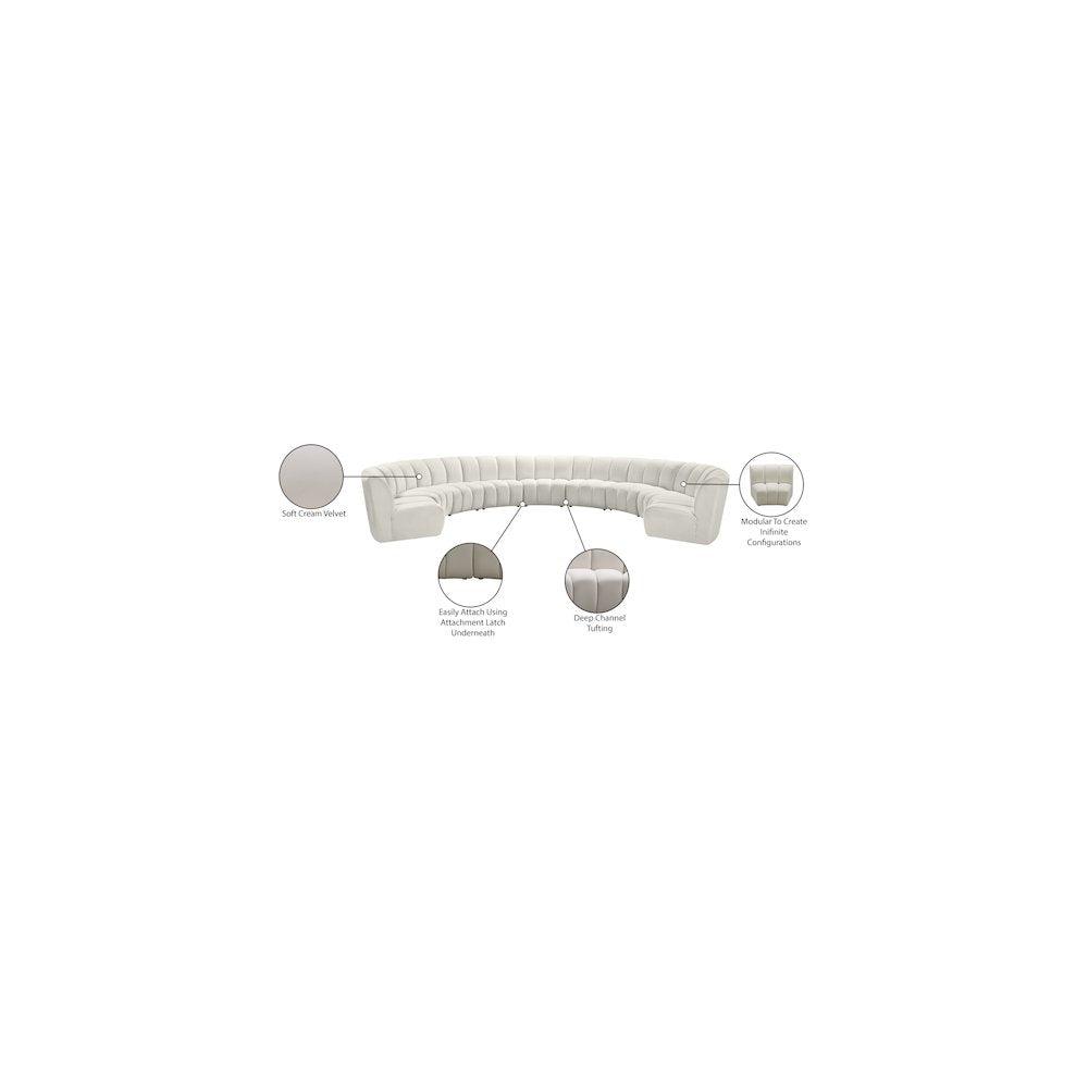 Infinity Cream Velvet 9pc. Modular Sectional