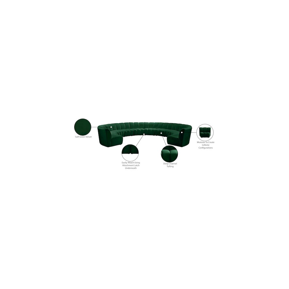 Infinity Green Velvet 10pc. Modular Sectional