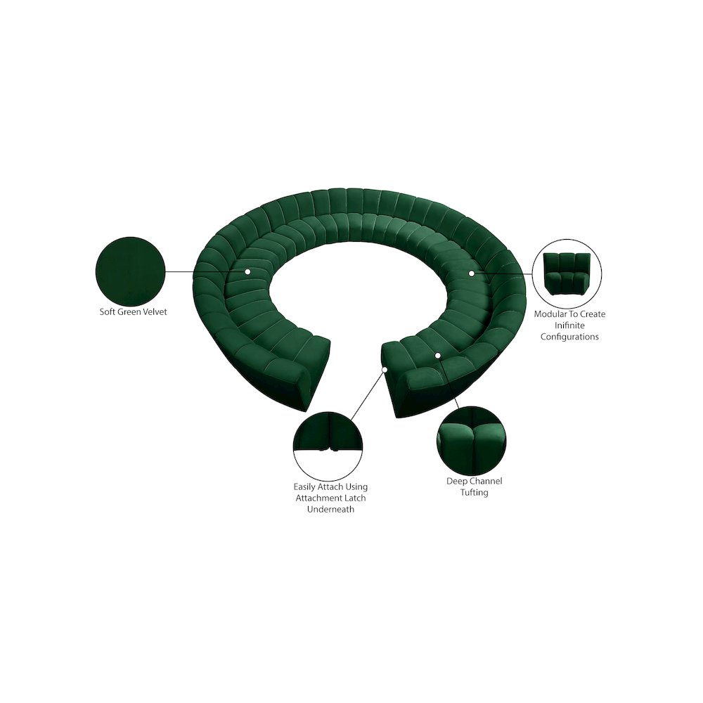 Infinity Green Velvet 12pc. Modular Sectional