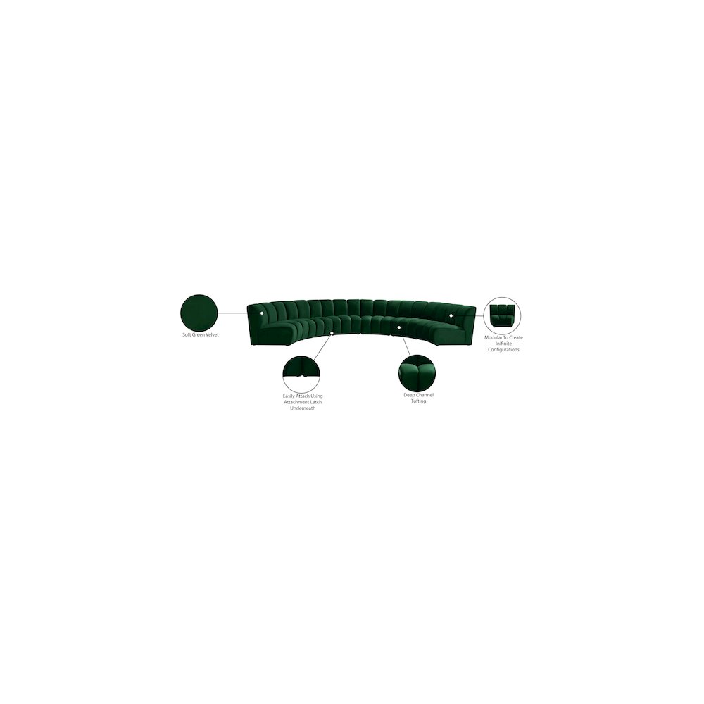 Infinity Green Velvet 6pc. Modular Sectional
