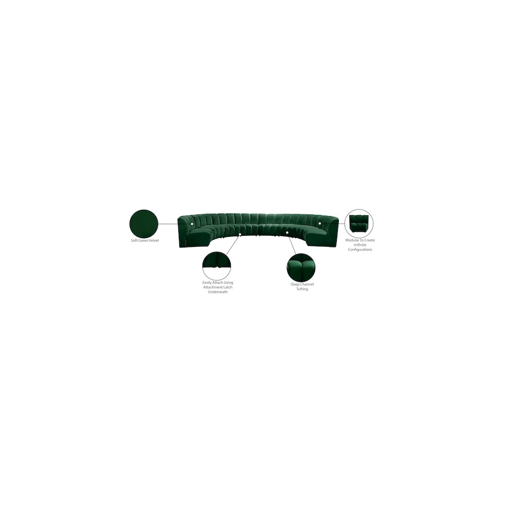Infinity Green Velvet 8pc. Modular Sectional