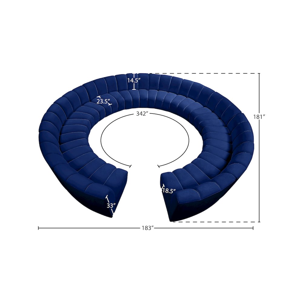 Infinity Navy Velvet 12pc. Modular Sectional