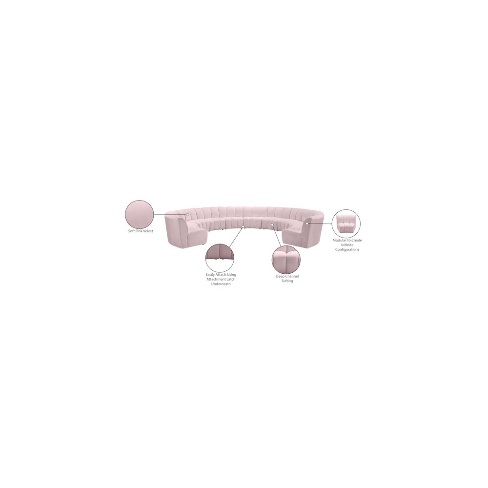 Infinity Pink Velvet 10pc. Modular Sectional