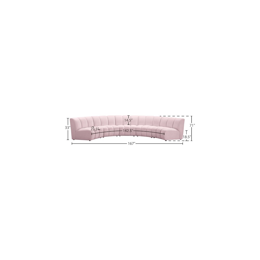 Infinity Pink Velvet 5pc. Modular Sectional