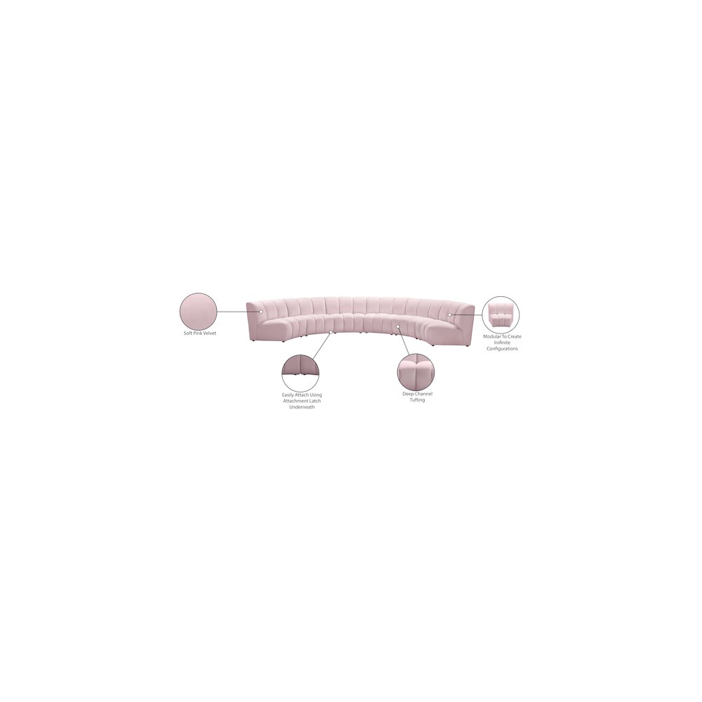 Infinity Pink Velvet 6pc. Modular Sectional