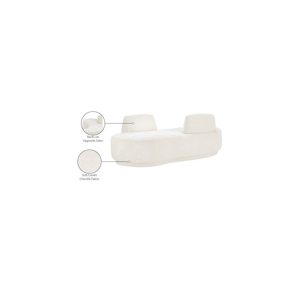 Argyle Cream Chenille Fabric Chaise/Loveseat