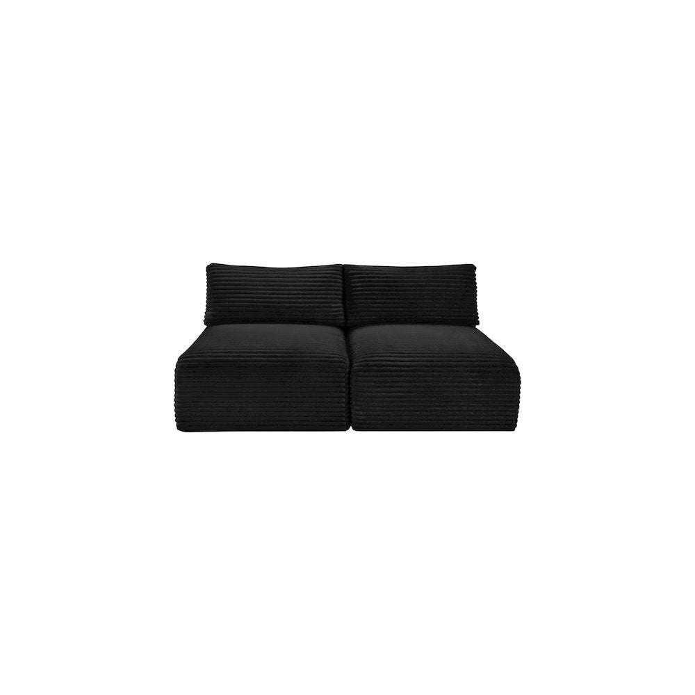 Shaggy Black Corduroy Performance Fabric Modular Sofa