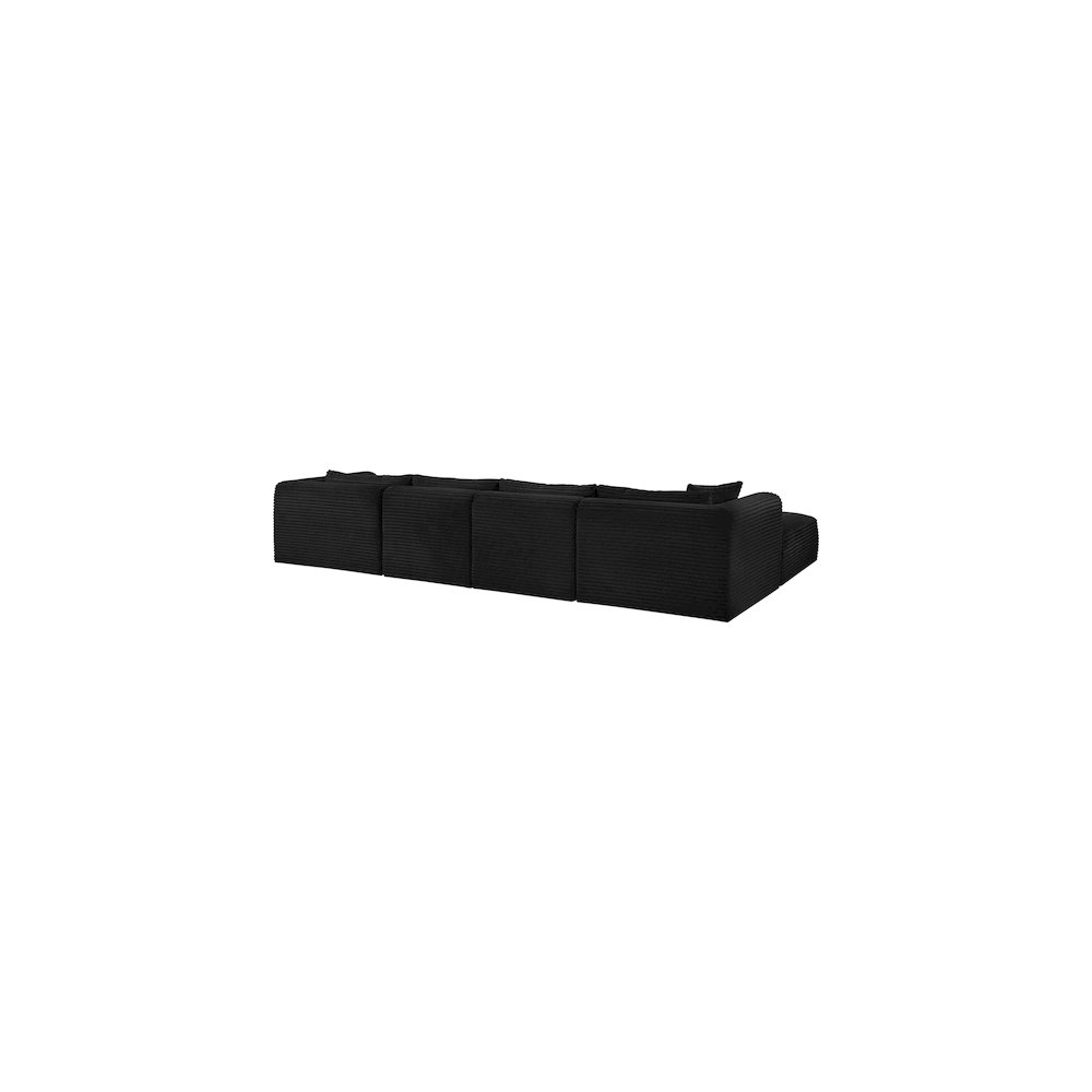 Shaggy Black Corduroy Performance Fabric Modular Sectional