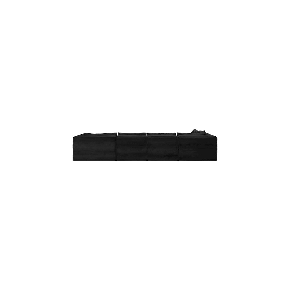 Shaggy Black Corduroy Performance Fabric Modular Sectional