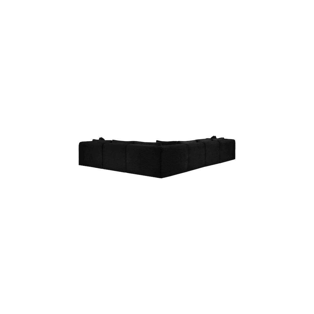 Shaggy Black Corduroy Performance Fabric Modular Sectional