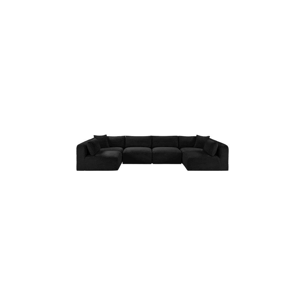 Shaggy Black Corduroy Performance Fabric Modular Sectional