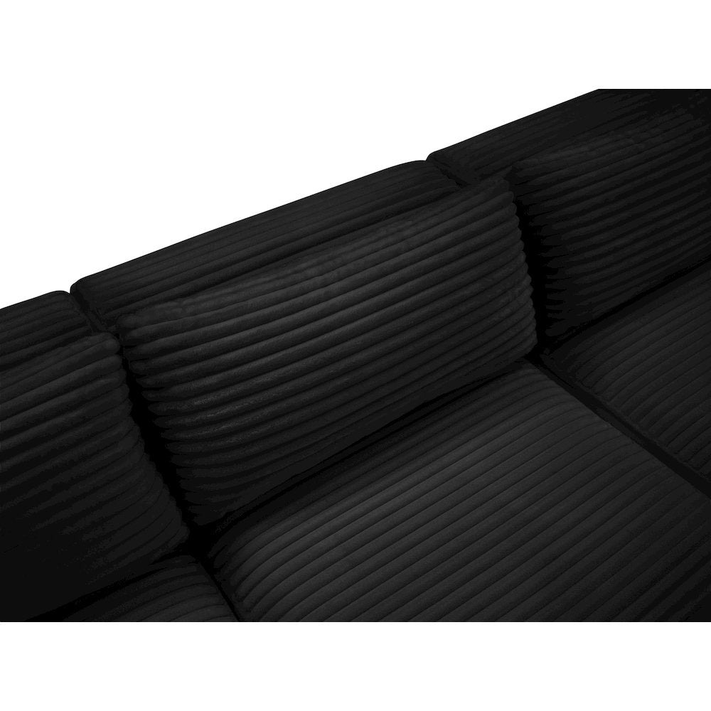 Shaggy Black Corduroy Performance Fabric Modular Sectional