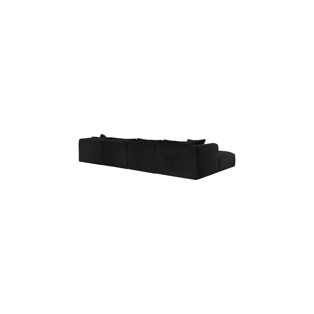 Shaggy Black Corduroy Performance Fabric Modular Sectional