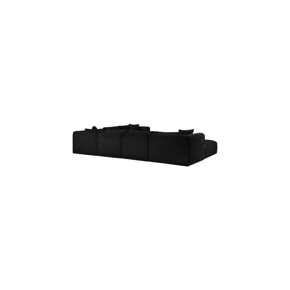 Shaggy Black Corduroy Performance Fabric Modular Sectional