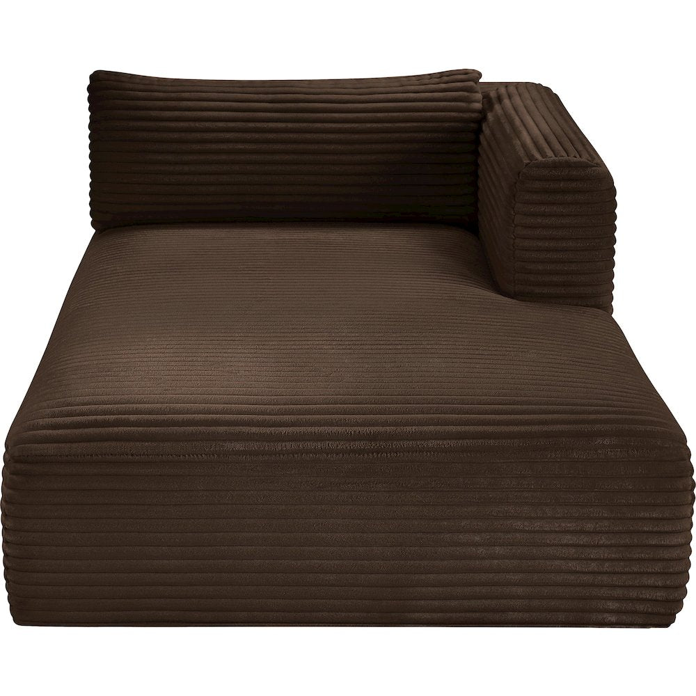 Shaggy Brown Corduroy Performance Fabric Chaise