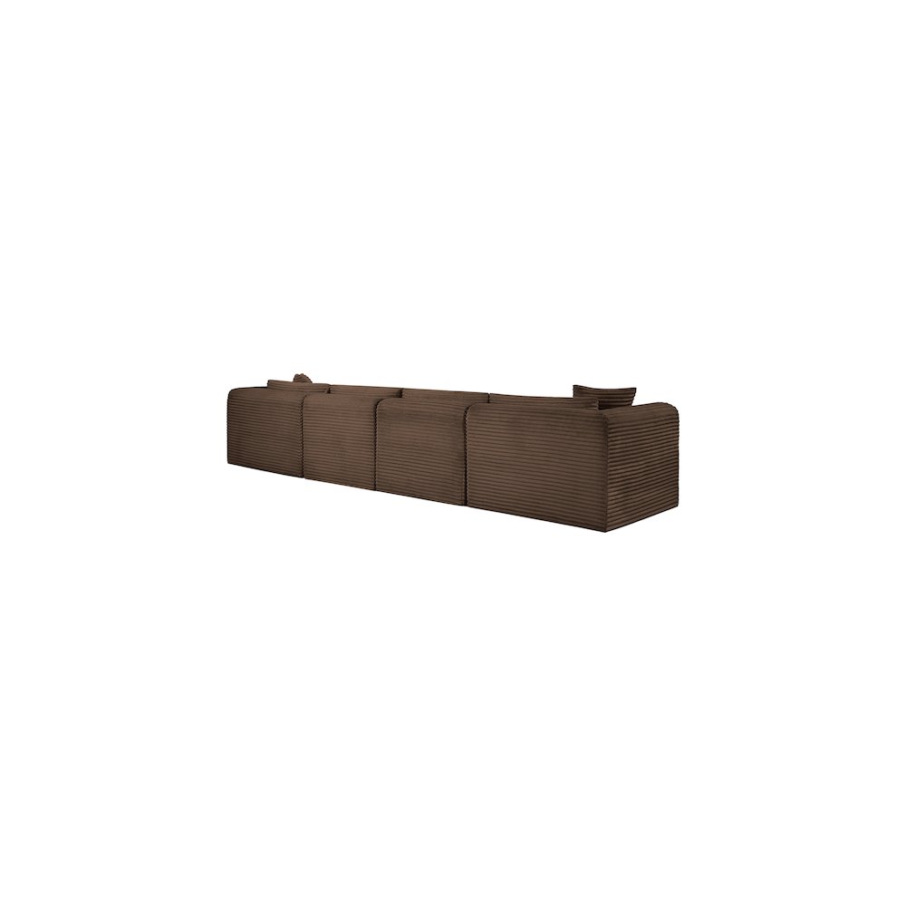 Shaggy Brown Corduroy Performance Fabric Modular Sofa