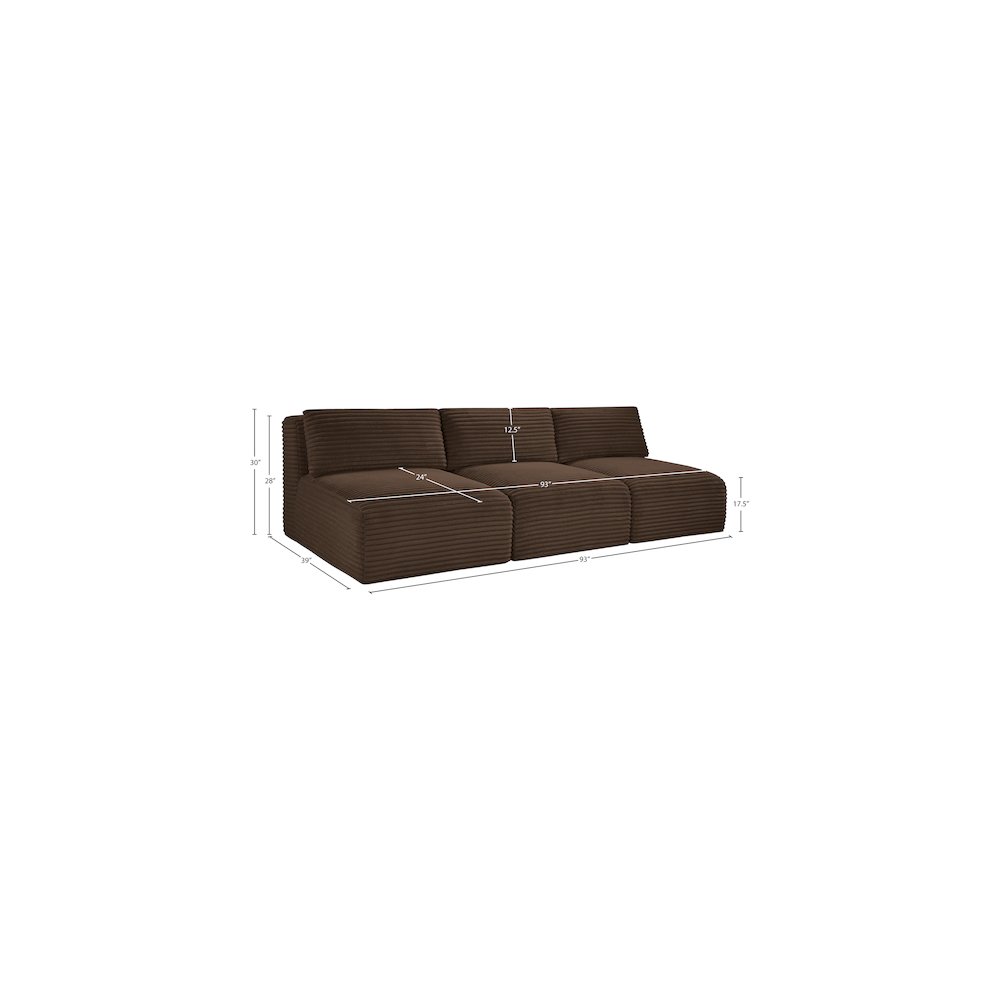 Shaggy Brown Corduroy Performance Fabric Modular Sofa