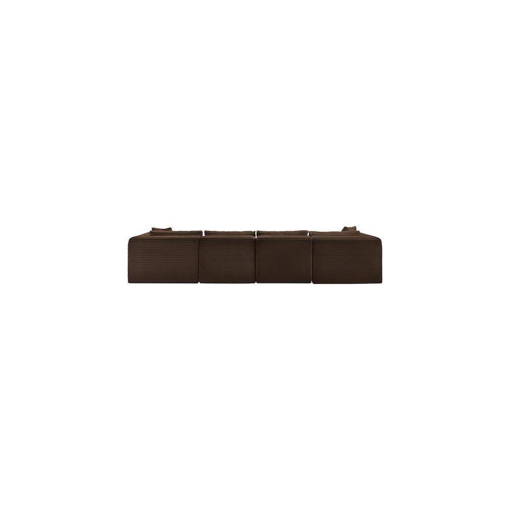 Shaggy Brown Corduroy Performance Fabric Modular Sectional
