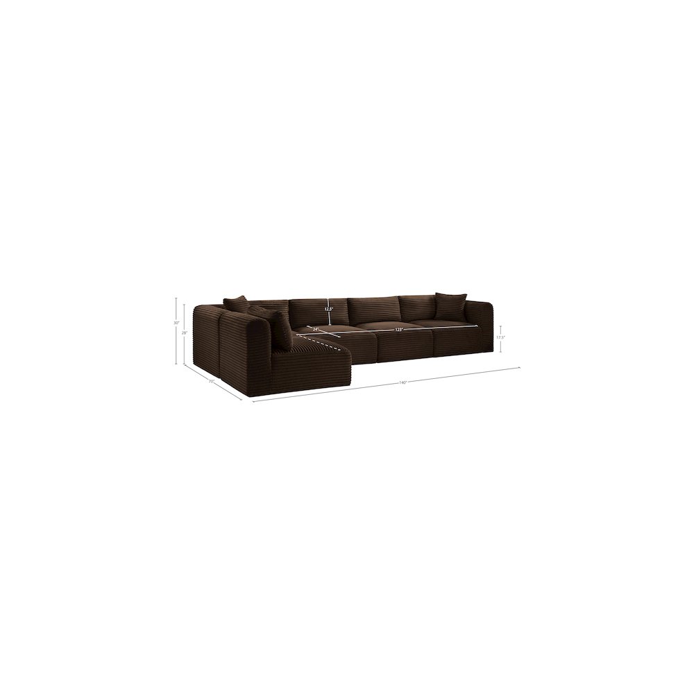 Shaggy Brown Corduroy Performance Fabric Modular Sectional