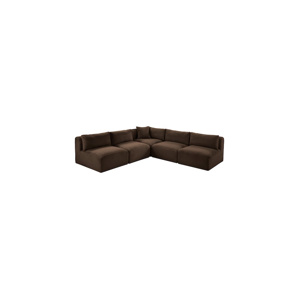 Shaggy Brown Corduroy Performance Fabric Modular Sectional