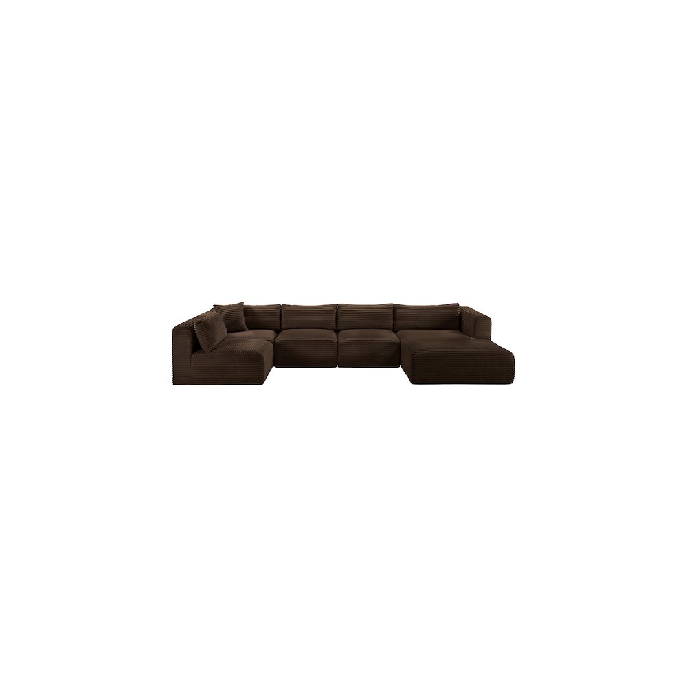 Shaggy Brown Corduroy Performance Fabric Modular Sectional