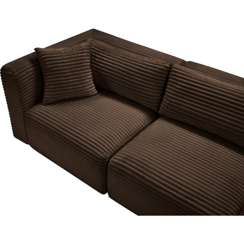 Shaggy Brown Corduroy Performance Fabric Modular Sectional