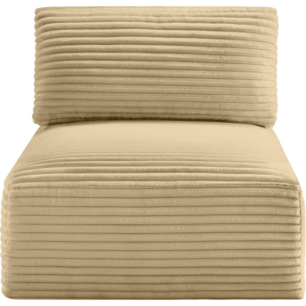 Shaggy Camel Corduroy Performance Fabric Armless Chair