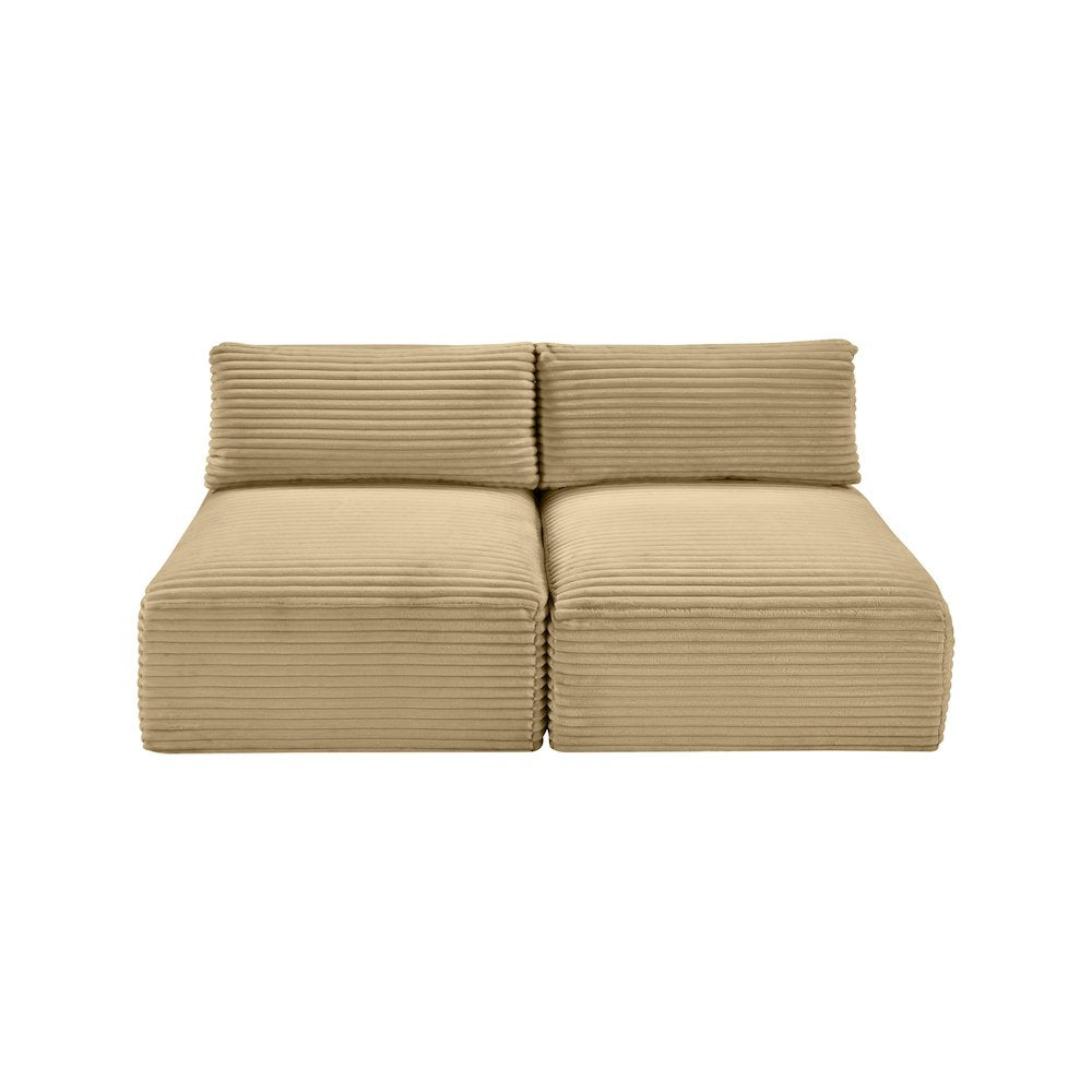 Shaggy Camel Corduroy Performance Fabric Modular Sofa
