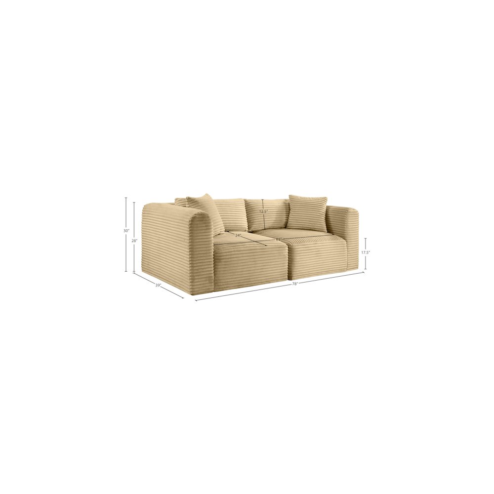 Shaggy Camel Corduroy Performance Fabric Modular Sofa
