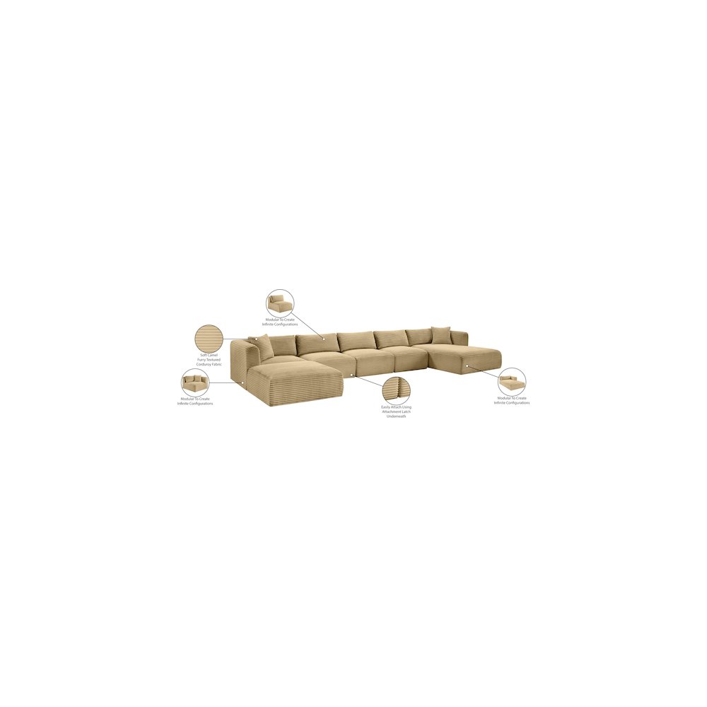 Shaggy Camel Corduroy Performance Fabric Modular Sectional