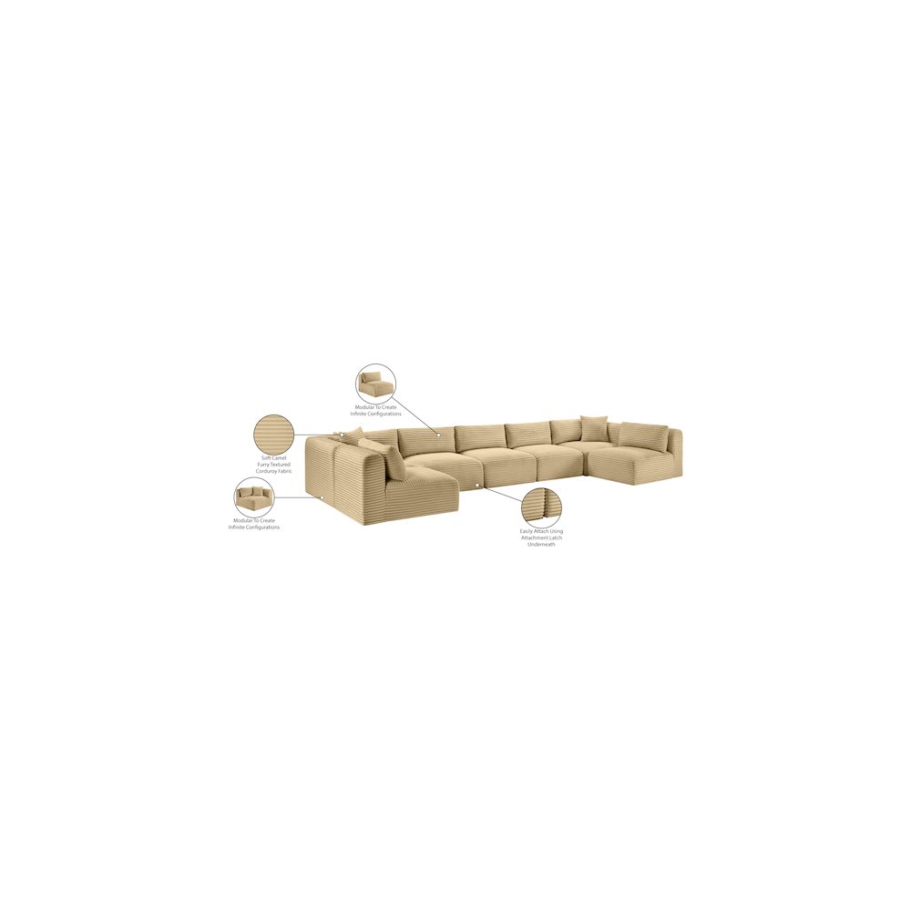 Shaggy Camel Corduroy Performance Fabric Modular Sectional