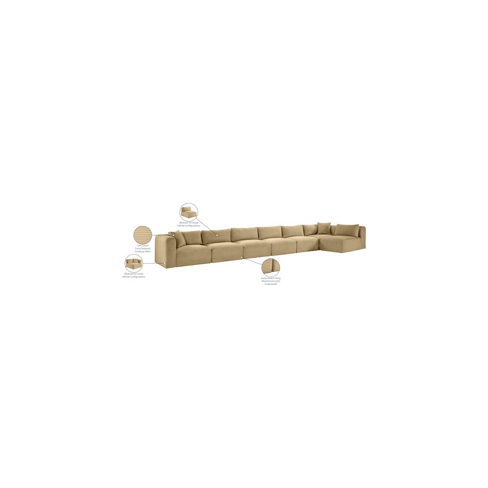 Shaggy Camel Corduroy Performance Fabric Modular Sectional