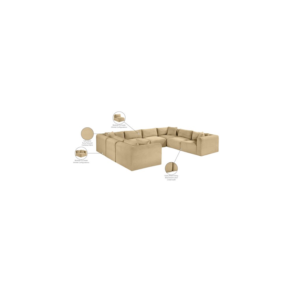 Shaggy Camel Corduroy Performance Fabric Modular Sectional