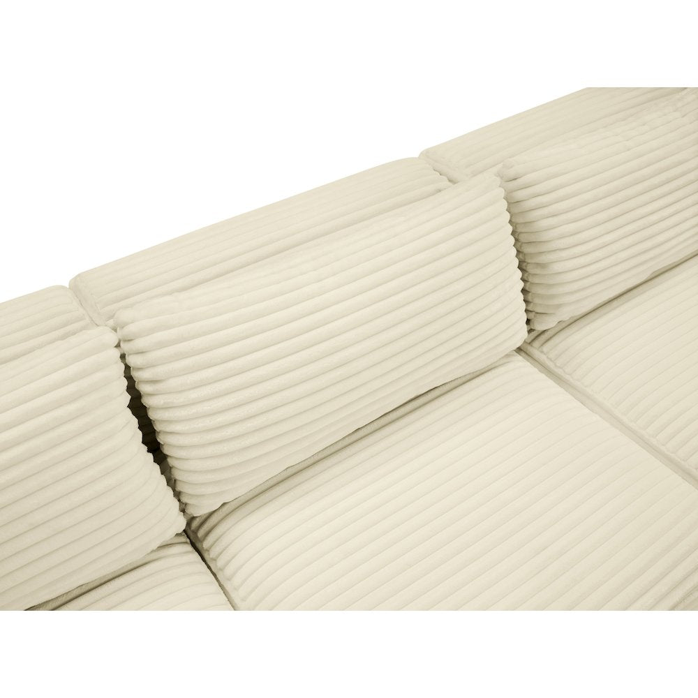 Shaggy Cream Corduroy Performance Fabric Modular Sofa