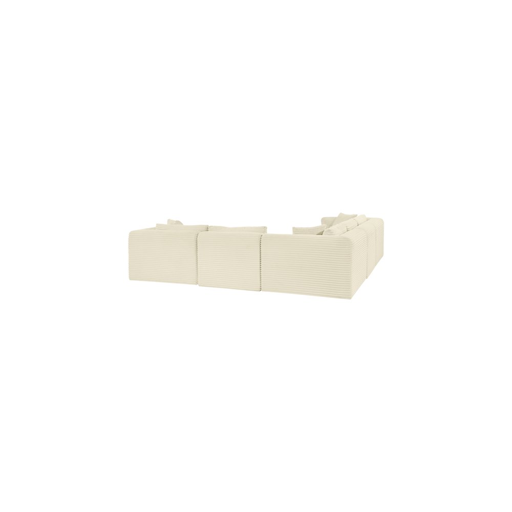 Shaggy Cream Corduroy Performance Fabric Modular Sectional