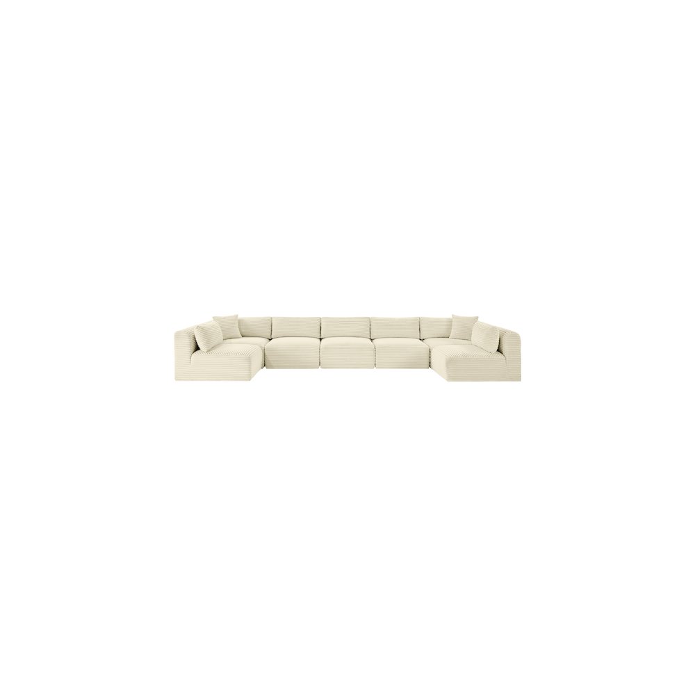 Shaggy Cream Corduroy Performance Fabric Modular Sectional