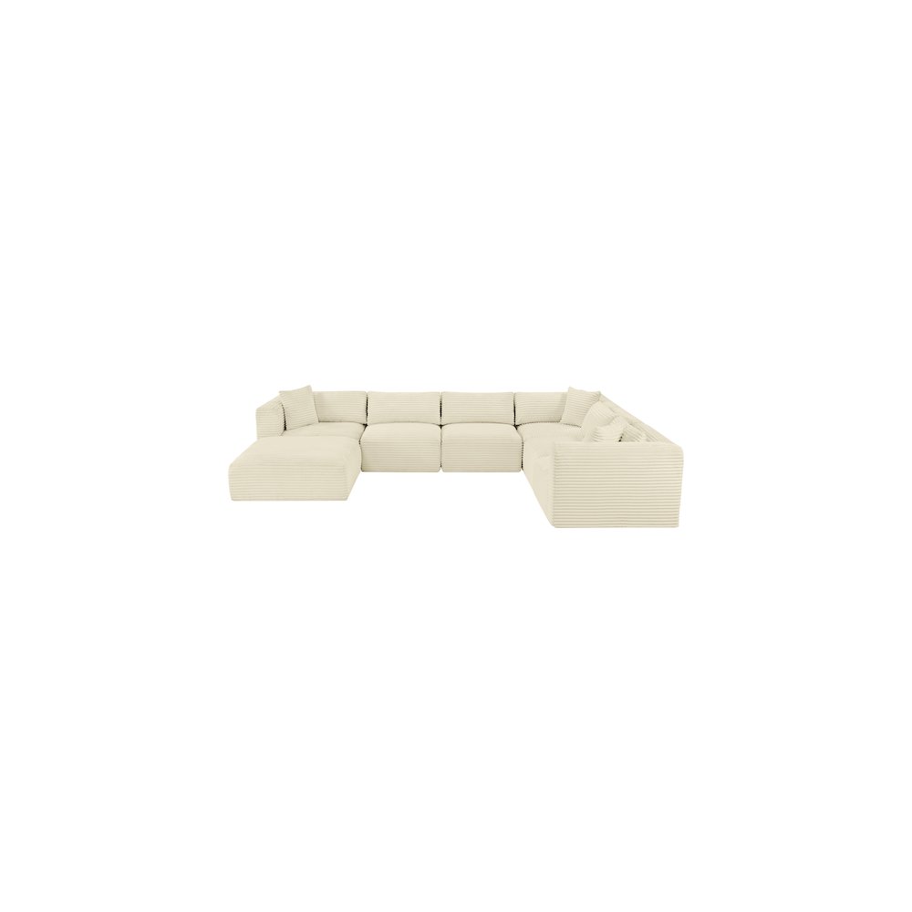 Shaggy Cream Corduroy Performance Fabric Modular Sectional