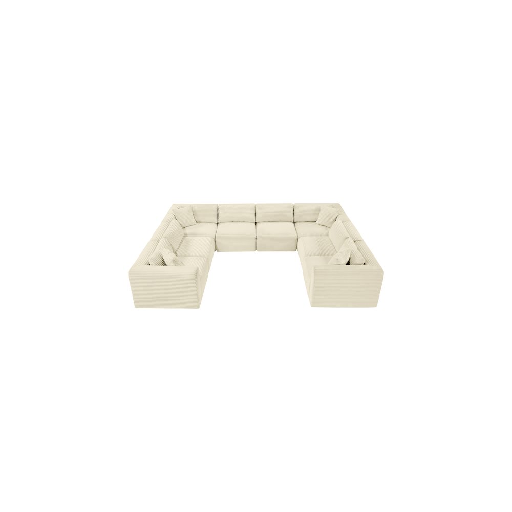 Shaggy Cream Corduroy Performance Fabric Modular Sectional