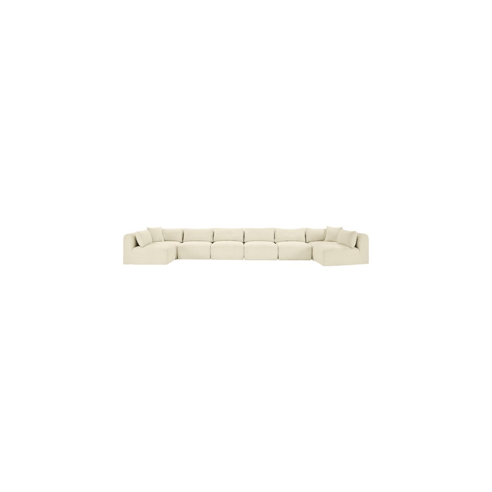 Shaggy Cream Corduroy Performance Fabric Modular Sectional