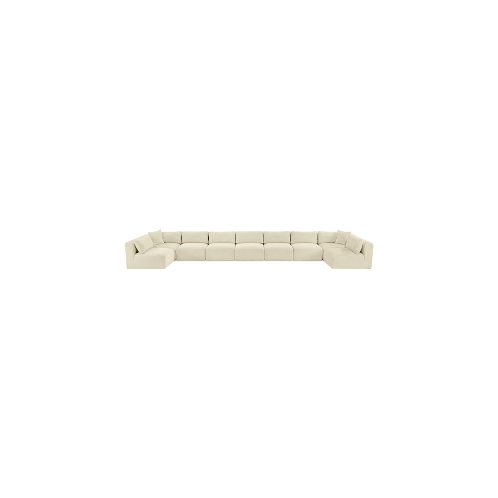 Shaggy Cream Corduroy Performance Fabric Modular Sectional