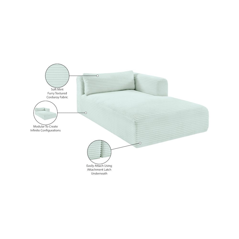 Shaggy Mint Corduroy Performance Fabric Chaise