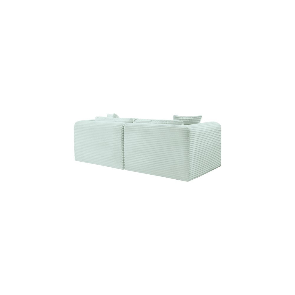 Shaggy Mint Corduroy Performance Fabric Modular Sofa